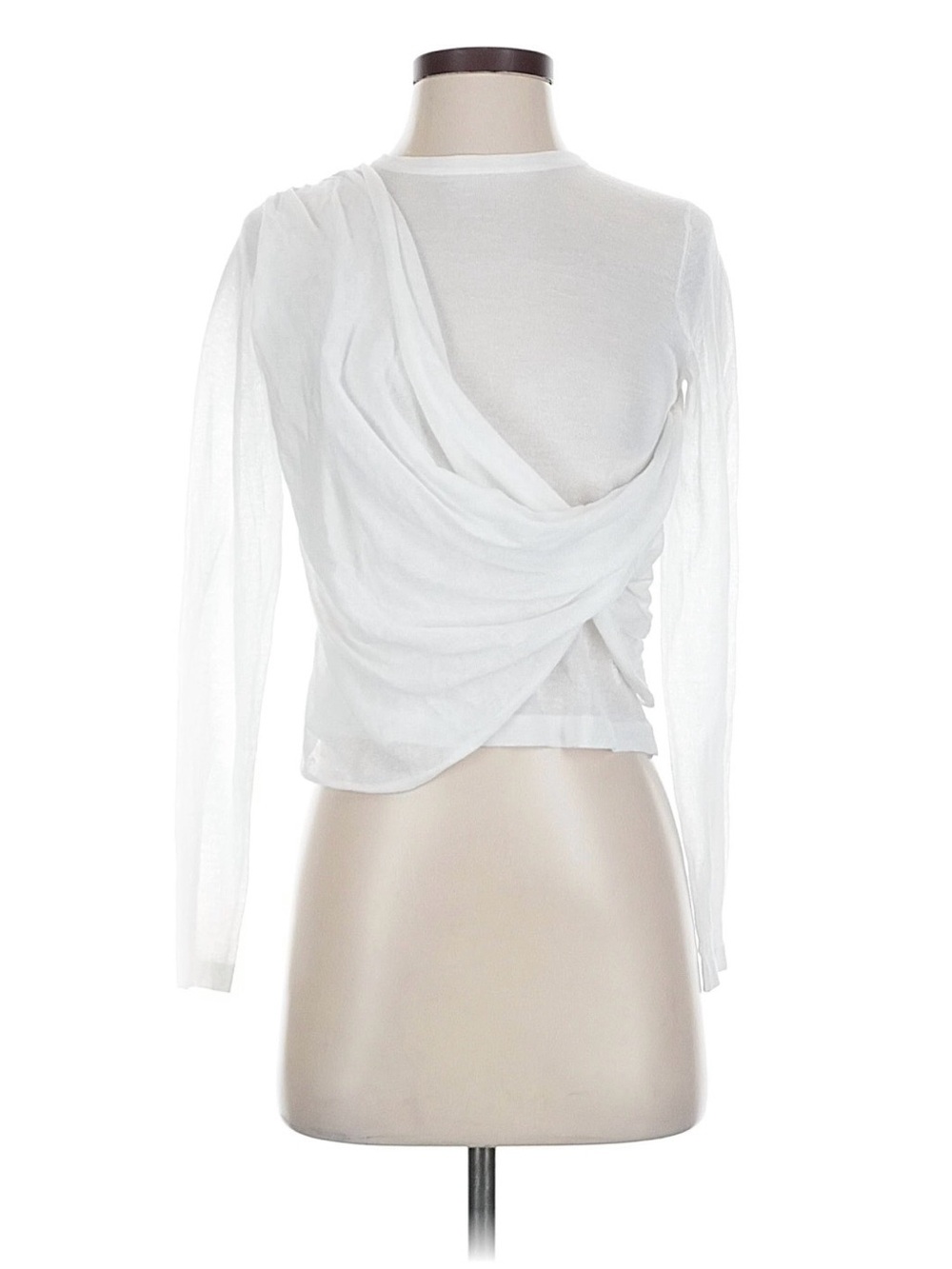 KEEPSAKE the Label White Draped Asymmetric Long-Sleeve Top